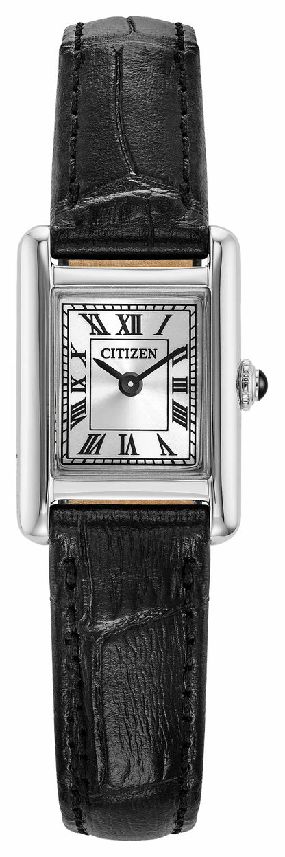 Fio Roma Silver-Tone Dial Leather Strap EG2790-12A - Citizen Premium
