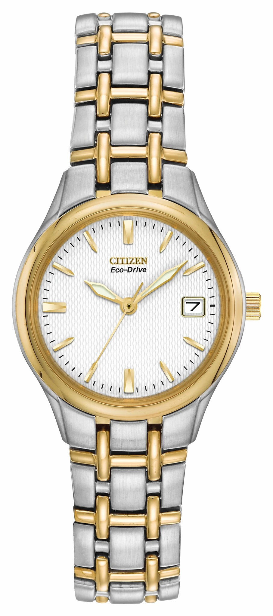 Corso - Ladies Eco-Drive Two-Tone White Dial Date Watch - Citizen Trusted