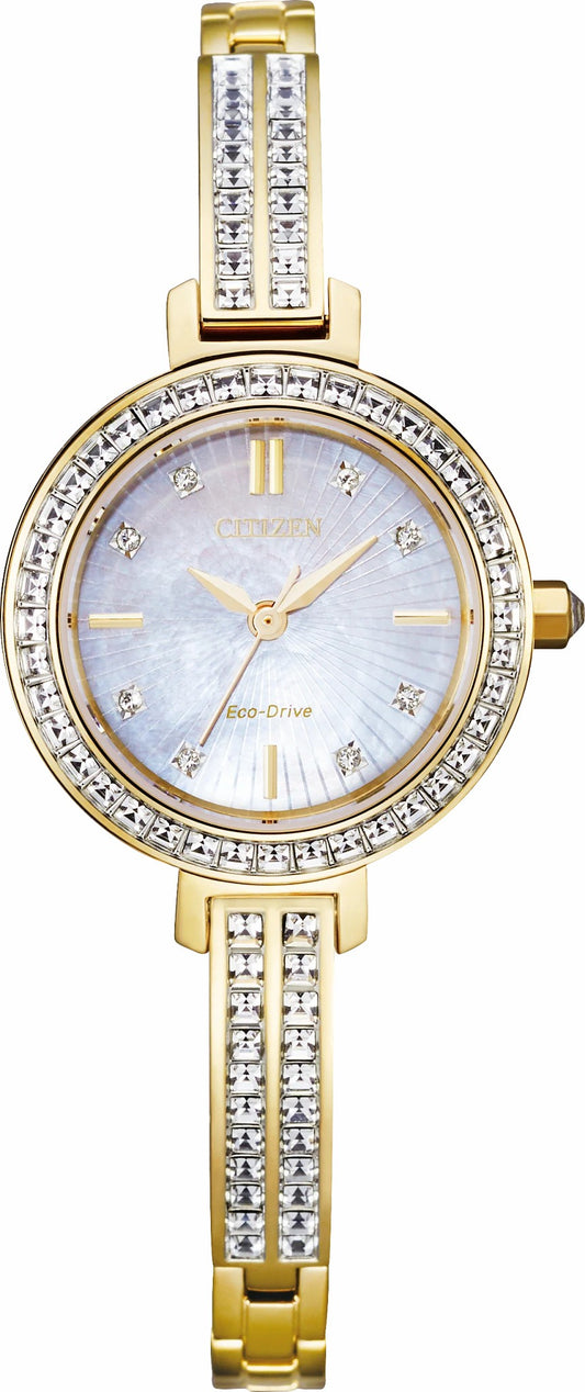 Silhouette Crystal White Dial Stainless Steel Bracelet EM0862-56D - Citizen Essential