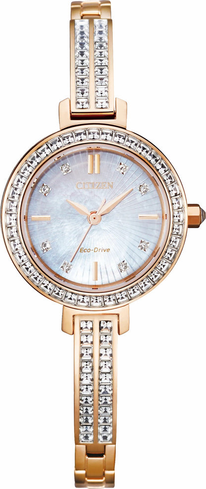 Silhouette Crystal White Dial Stainless Steel Bracelet EM0863-53D - Citizen Popular