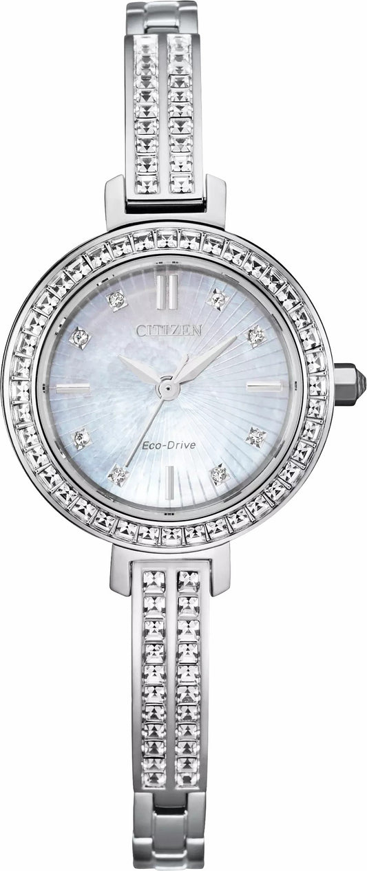 Silhouette Crystal White Dial Stainless Steel Bracelet EM0860-51D - Citizen Best Price