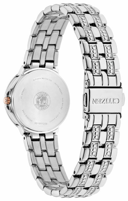 Silhouette Crystal - Ladies Eco-Drive EW2340-58A Silver Watch - Citizen Smart Buy