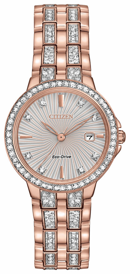 Silhouette Crystal - Ladies Eco-Drive EW2348-56A Gold Watch - Citizen Trending