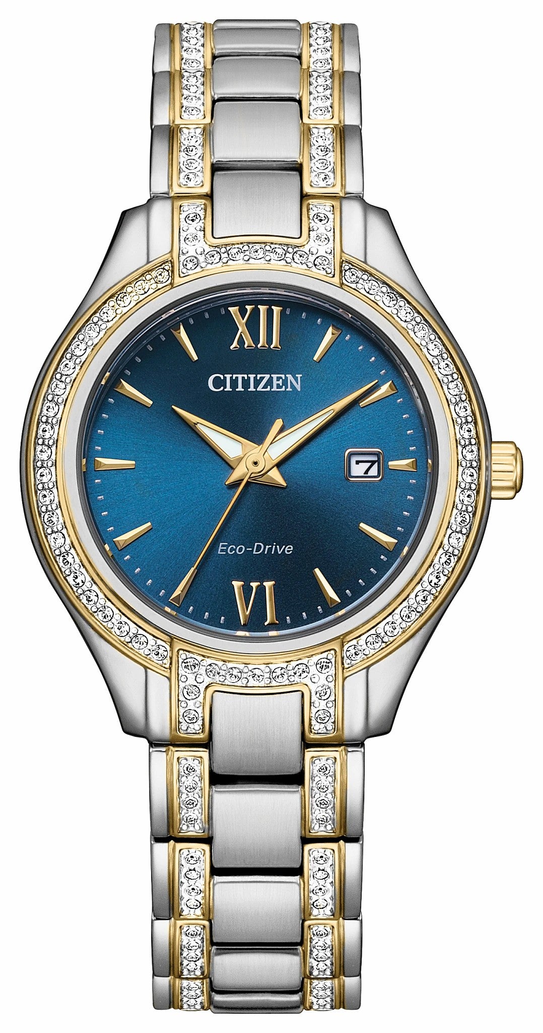 Silhouette Crystal Navy Dial Stainless Steel Bracelet FE1234-50L - Citizen Latest
