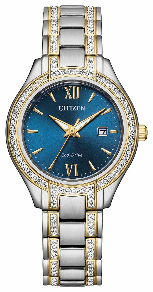 Silhouette Crystal Navy Dial Stainless Steel Bracelet FE1234-50L - Citizen Latest