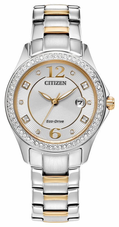 Crystal Silver-Tone Dial Stainless Steel Bracelet FE1146-71A - Citizen Essential