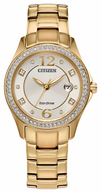 Crystal Champagne Dial Stainless Steel Bracelet FE1147-79P - Citizen Everyday