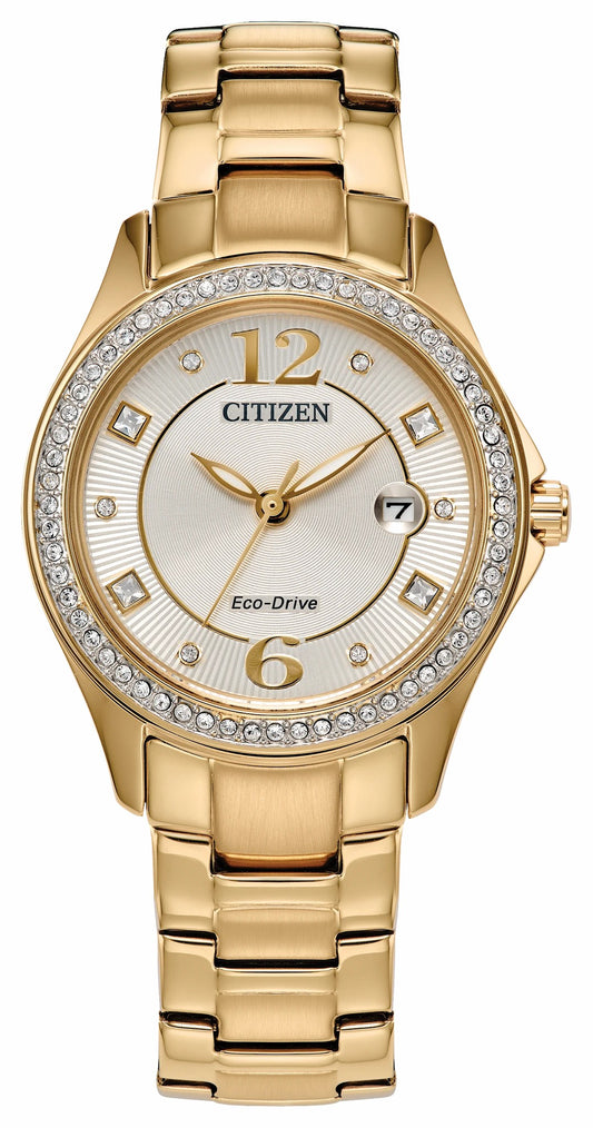 Crystal Champagne Dial Stainless Steel Bracelet FE1147-79P - Citizen Everyday