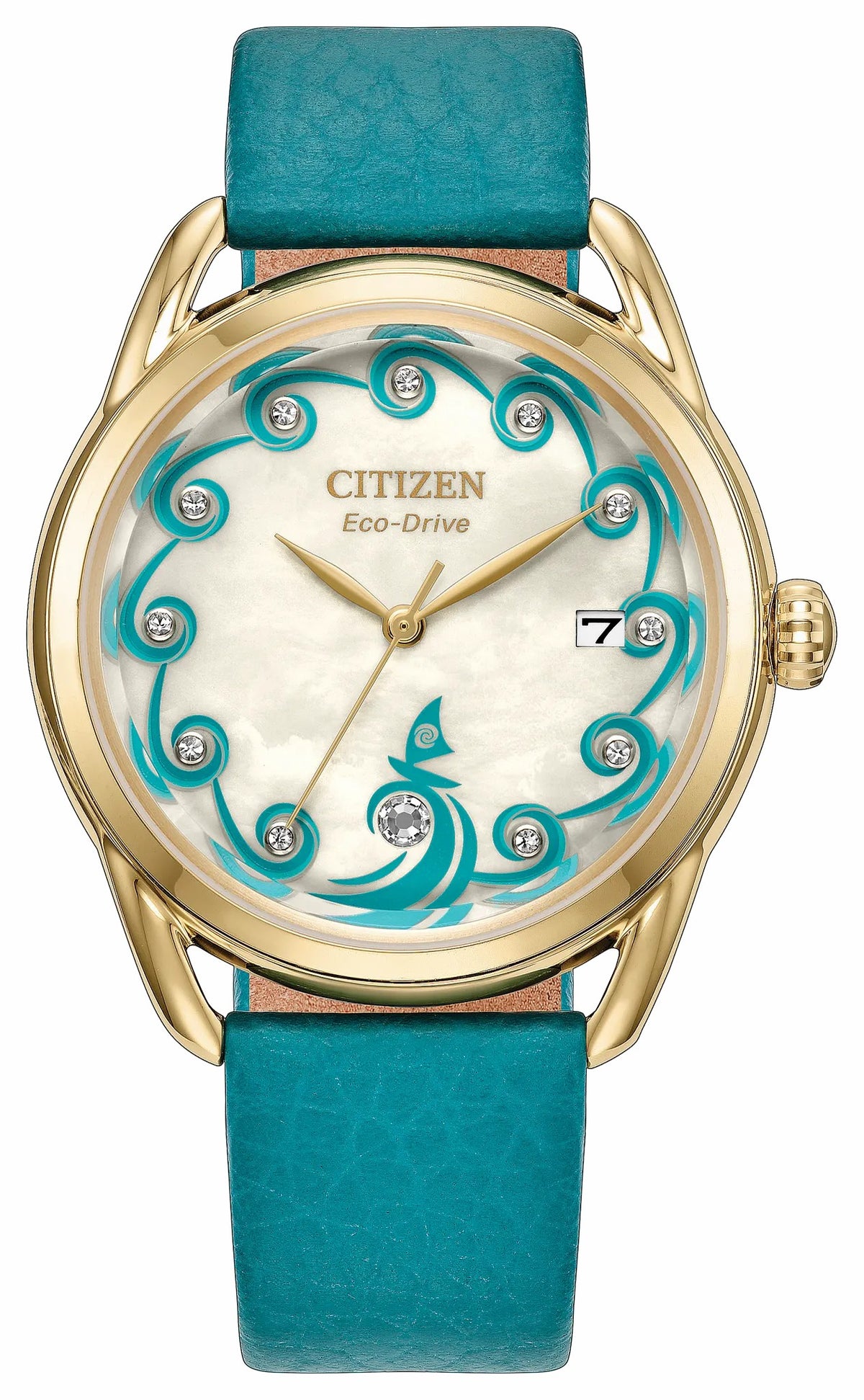 Moana's Ocean Adventure Champagne Dial Leather Strap FE6182-46Y - Citizen New
