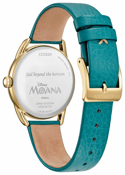Moana's Ocean Adventure Champagne Dial Leather Strap FE6182-46Y - Citizen New