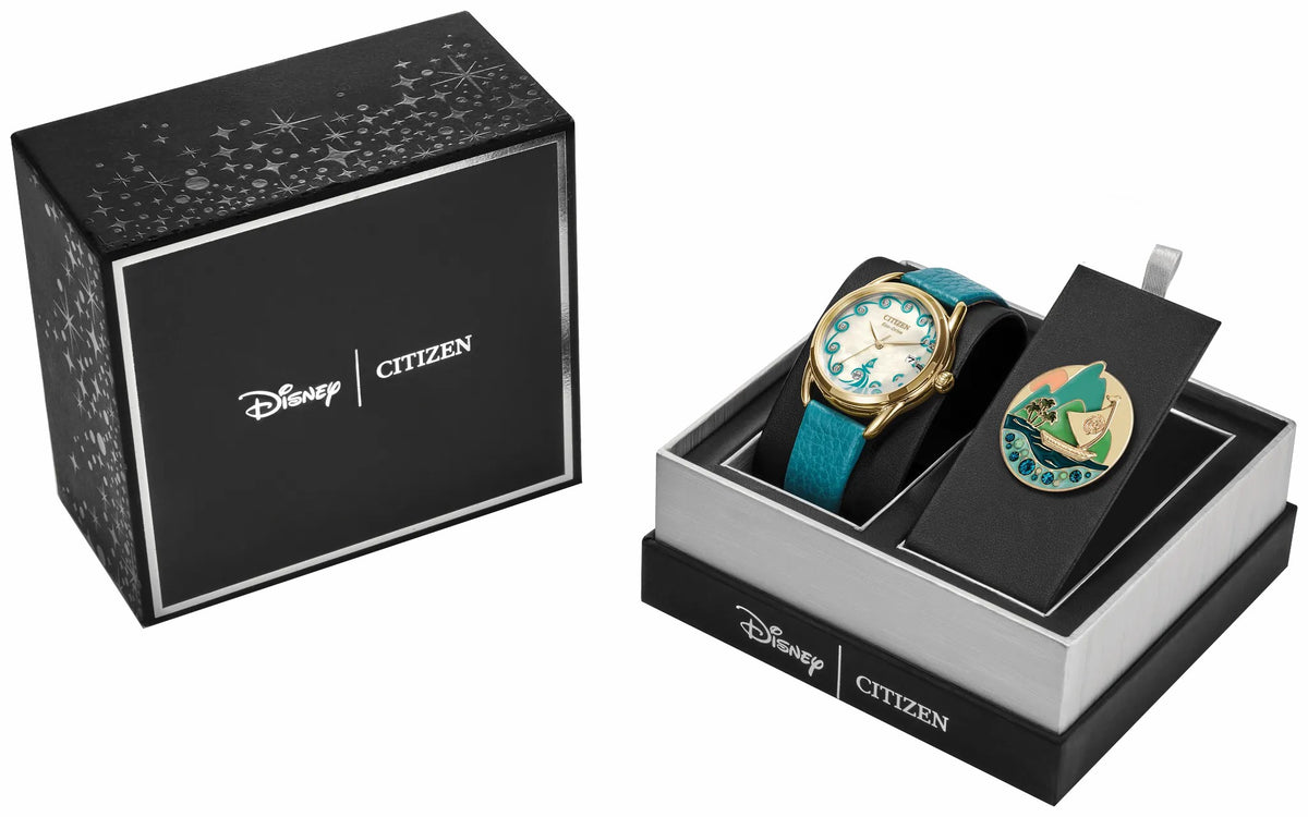 Moana's Ocean Adventure Champagne Dial Leather Strap FE6182-46Y - Citizen New
