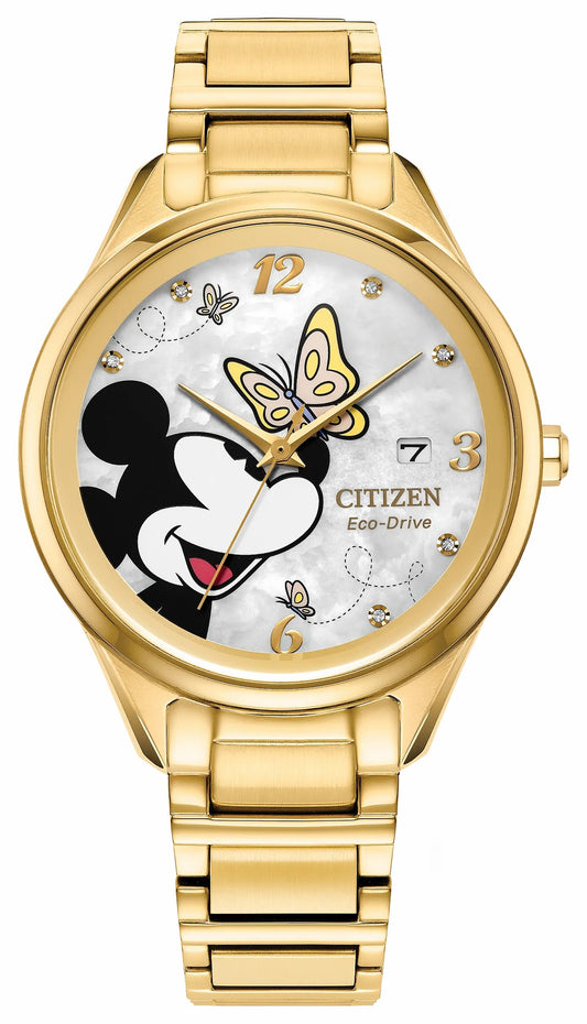Mickey Flutterby White Dial Stainless Steel Bracelet FE6192-51D - Citizen Deals