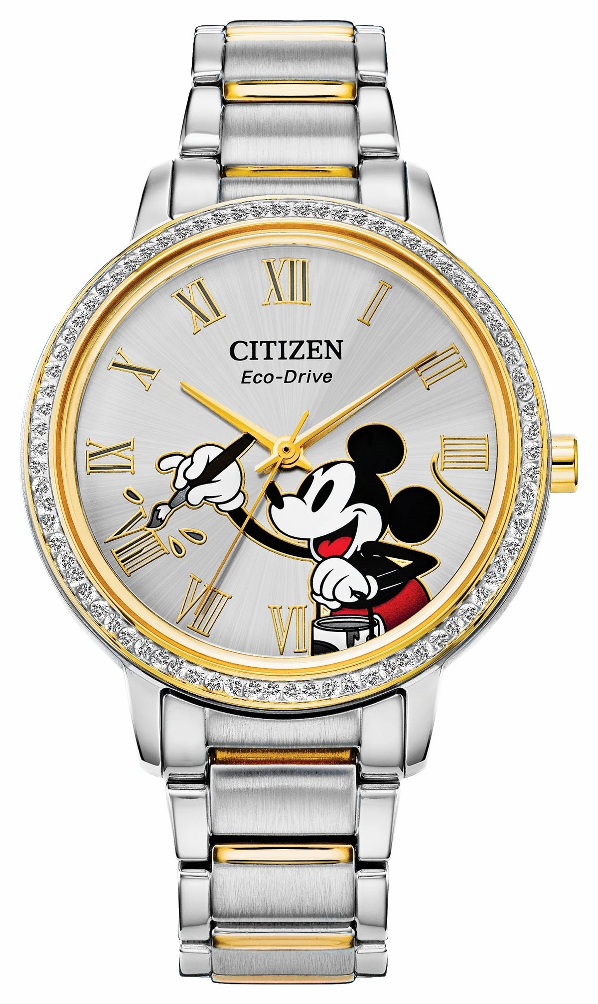 Mickey Crystal Silver-Tone Dial Stainless Steel Bracelet FE7044-52W - Citizen Trending