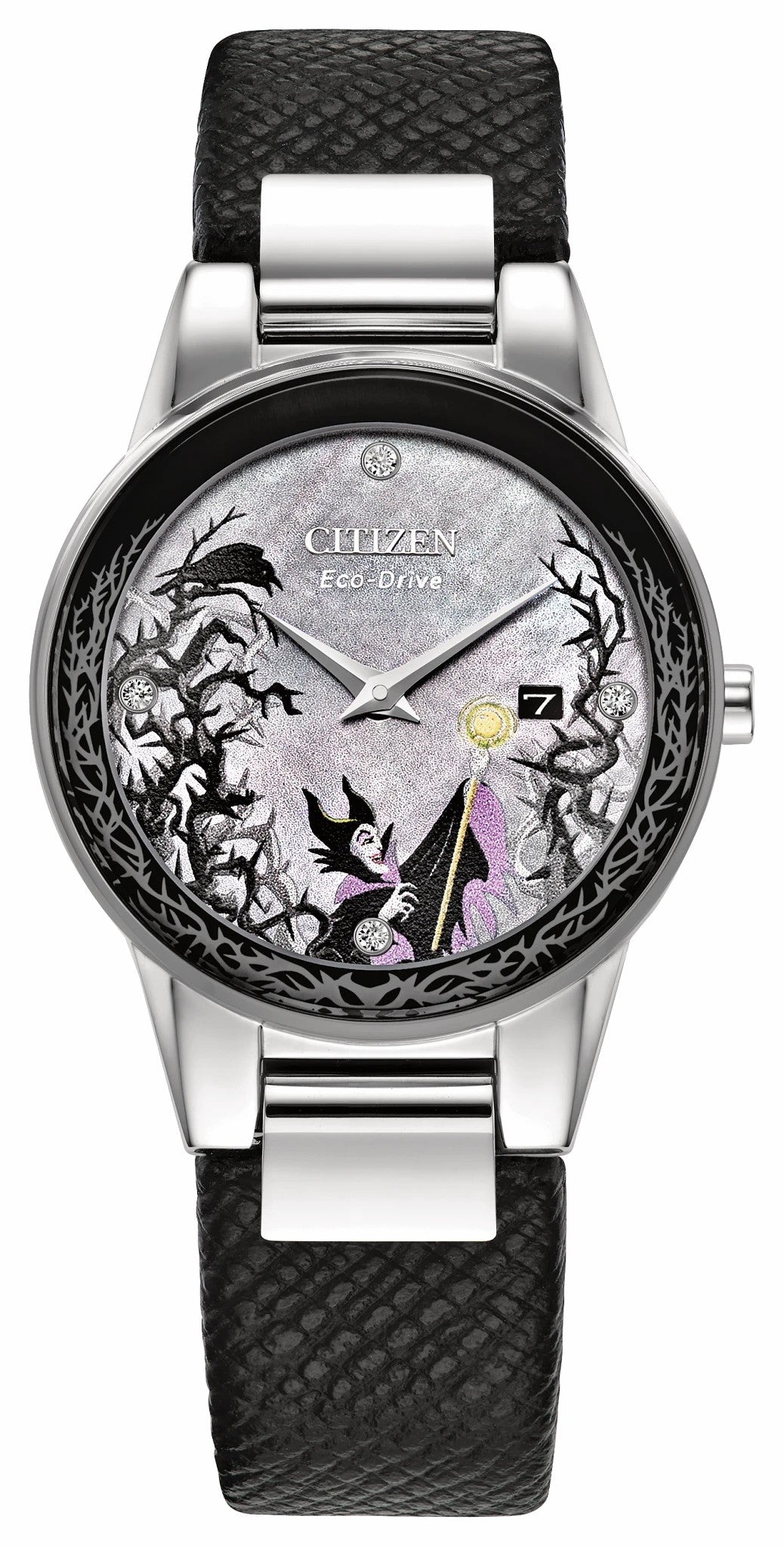 Maleficent's Charm Gray Dial Leather Strap GA1080-41Y - Citizen New