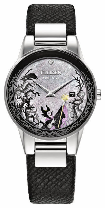 Maleficent's Charm Gray Dial Leather Strap GA1080-41Y - Citizen New