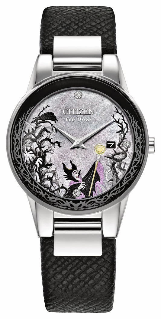 Maleficent's Charm Gray Dial Leather Strap GA1080-41Y - Citizen New
