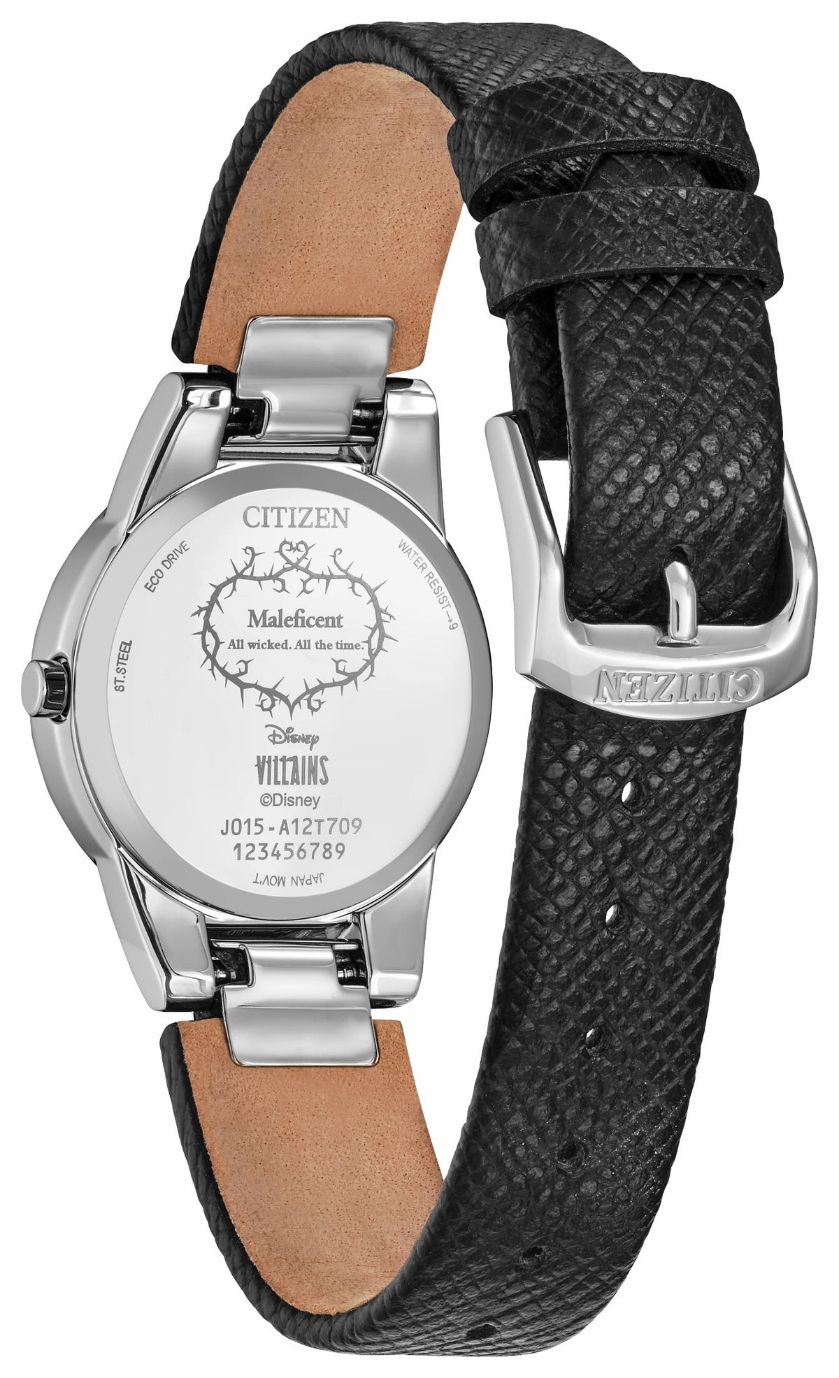 Maleficent's Charm Gray Dial Leather Strap GA1080-41Y - Citizen New