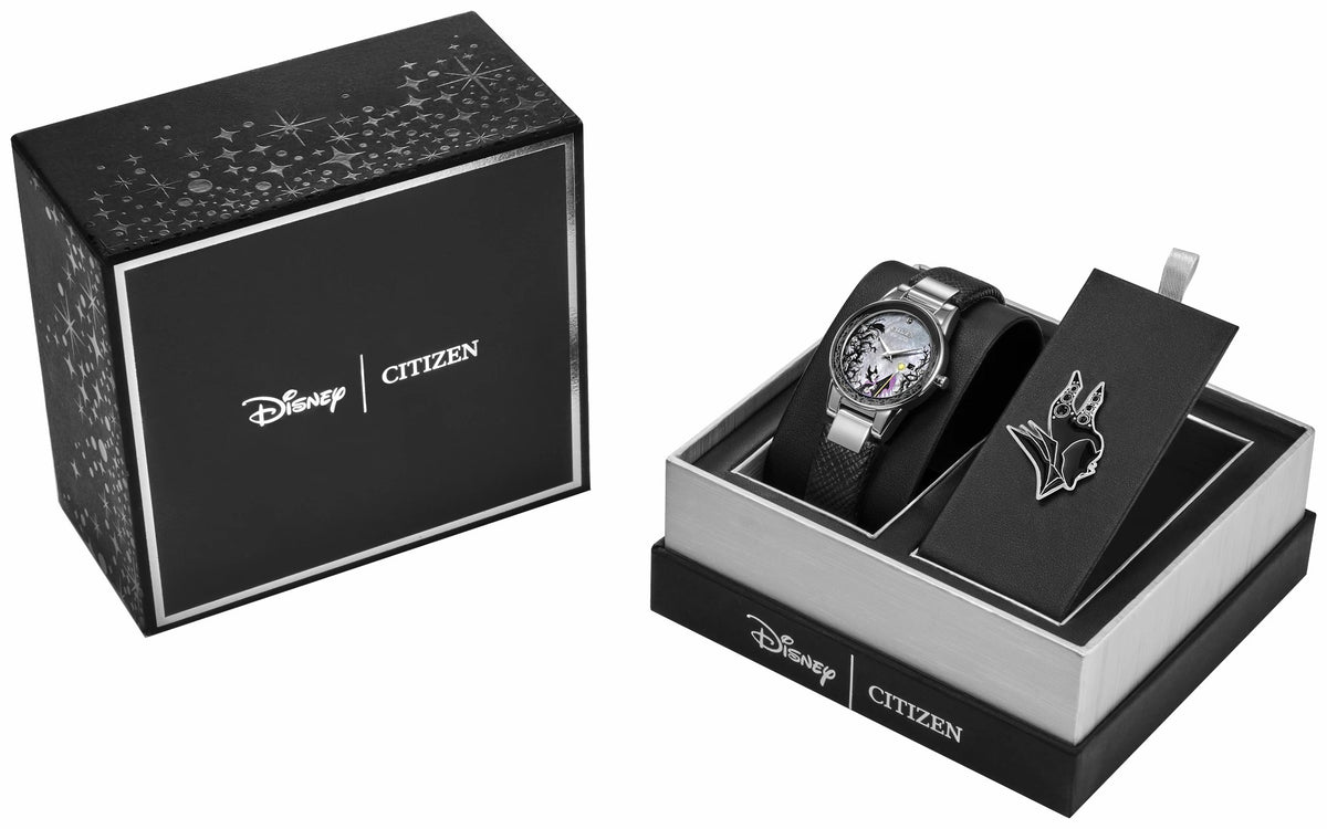 Maleficent's Charm Gray Dial Leather Strap GA1080-41Y - Citizen New