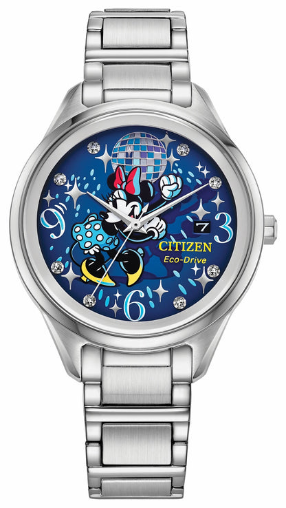 Dancing Minnie Blue Dial Stainless Steel Bracelet FE6106-52W - Citizen Deals