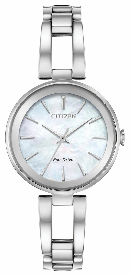 Axiom - Ladies Eco-Drive EM0630-51D Steel Pearl Dial Watch - Citizen Best Seller