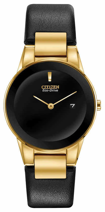 Citizen Axiom Ladies Eco-Drive Gold Black Dial Watch - Citizen Hot Sale