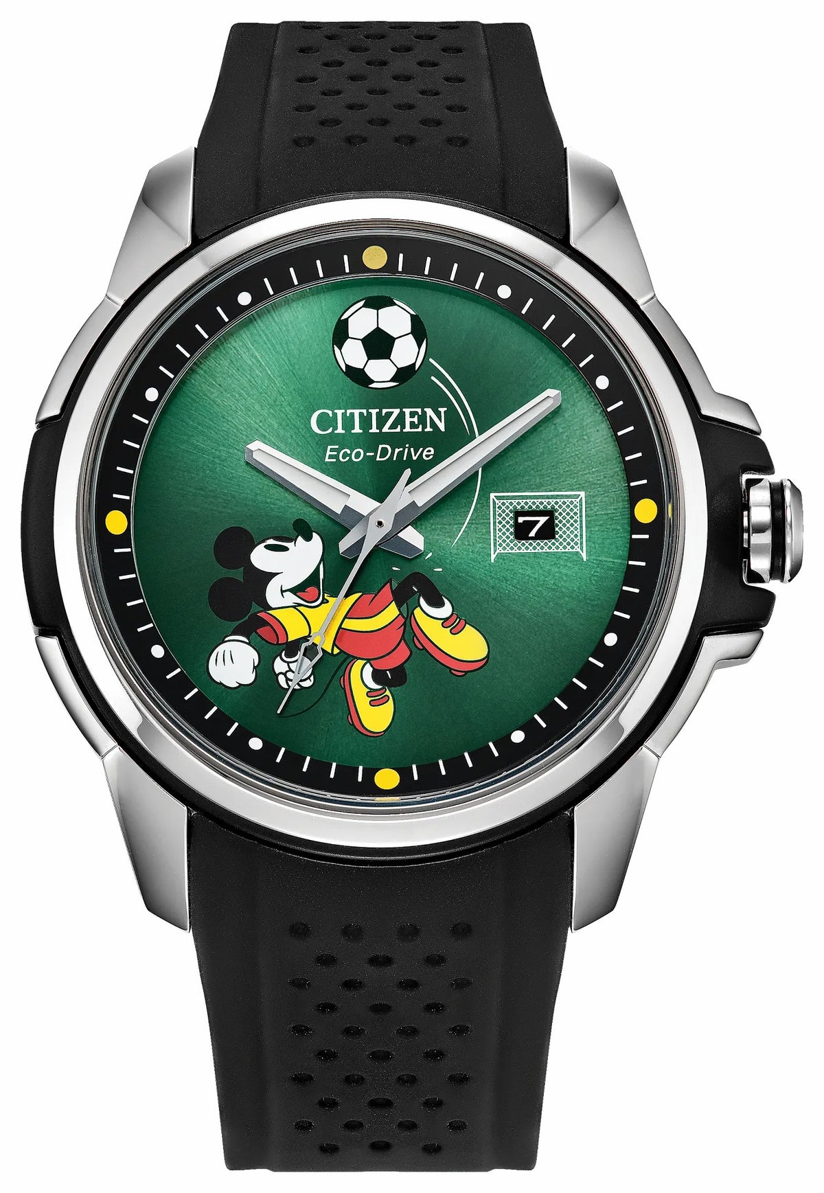 Mickey Mouse Goalie Green Dial Silicone Strap AW1656-08W - Citizen Exclusive