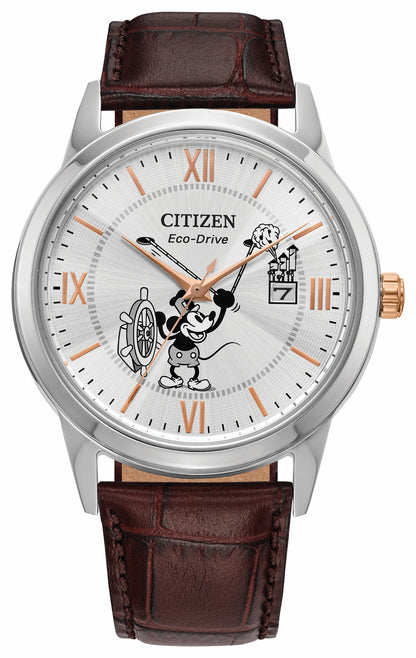 Steamboat Willie 1928 Silver-Tone Dial Leather Strap AW1788-07W - Citizen Great Value