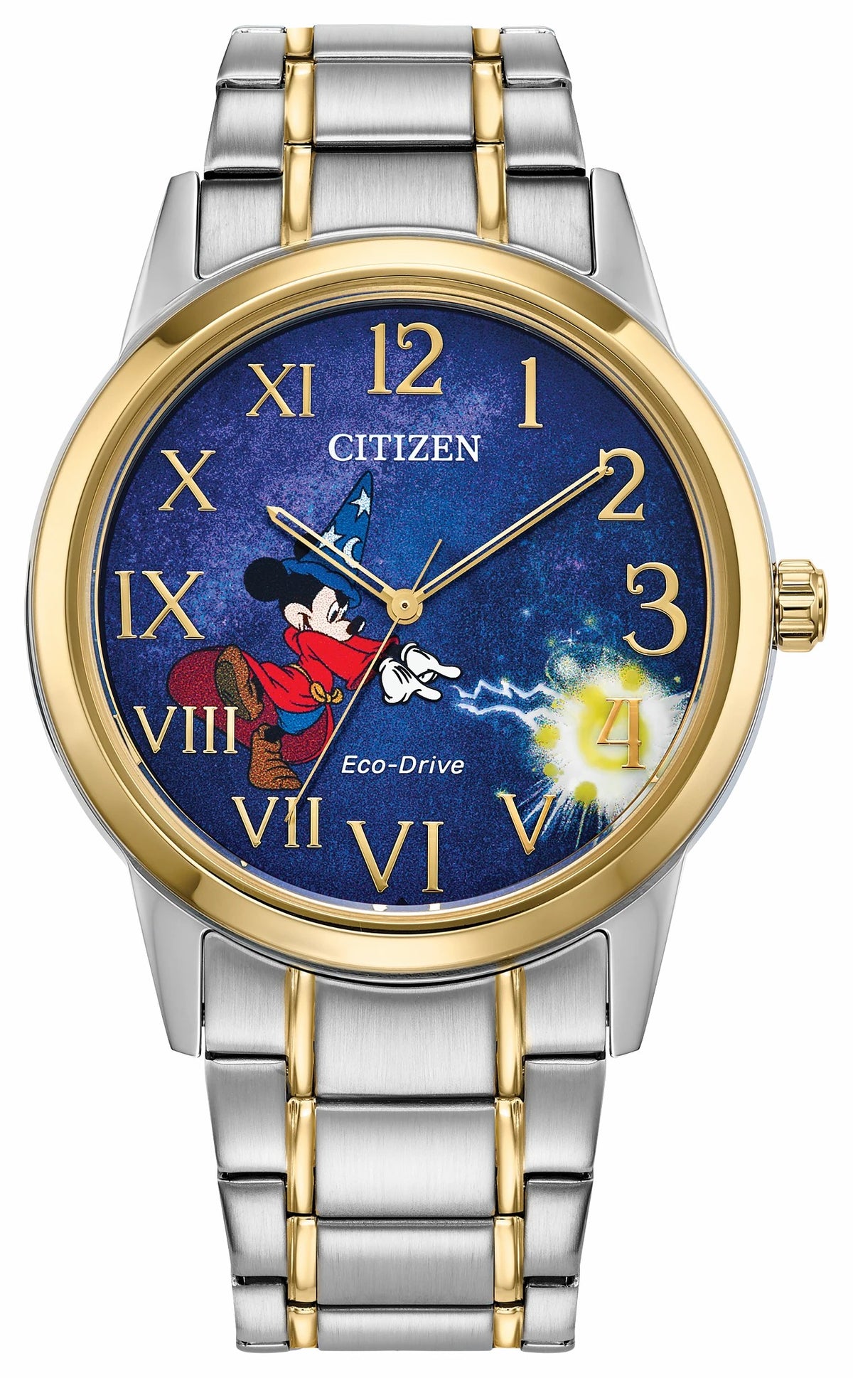 Sorcerer's Apprentice Mickey Blue Dial Stainless Steel Bracelet FE7064-71W - Citizen Sale