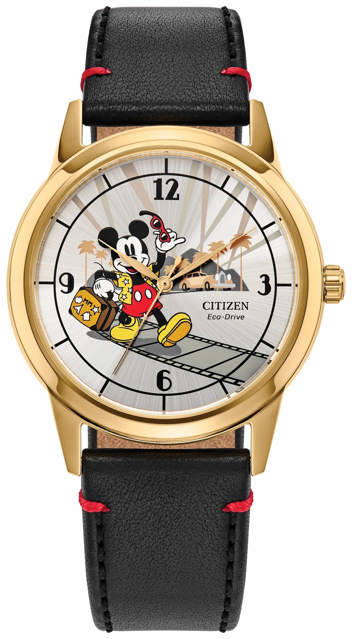 Mickey Mouse Takes Hollywood Silver-Tone Dial Leather Strap FE7063-07W - Citizen Discount