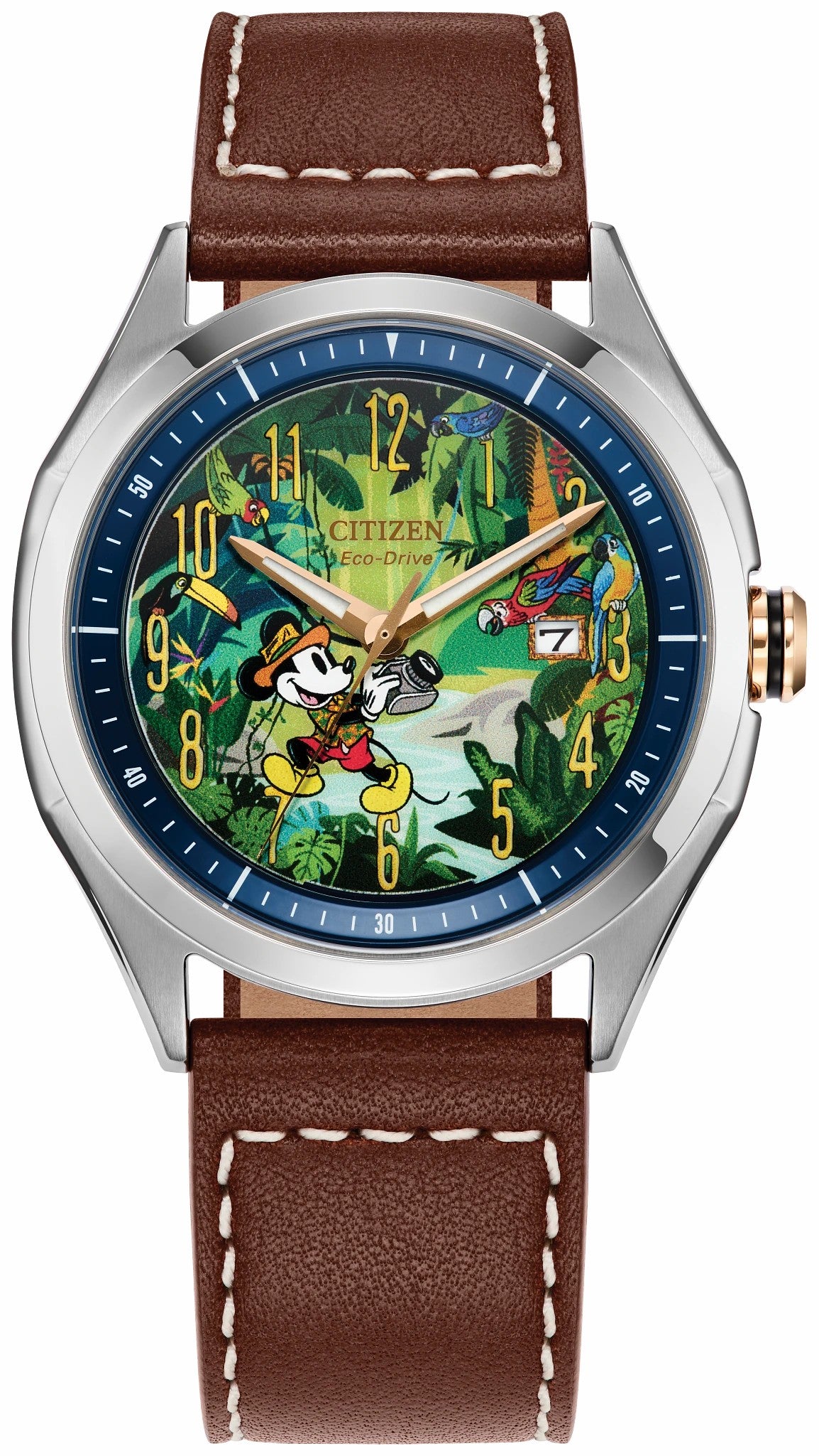 Mickey Mouse Explorer Green Dial Leather Strap AW1149-06W - Citizen Signature