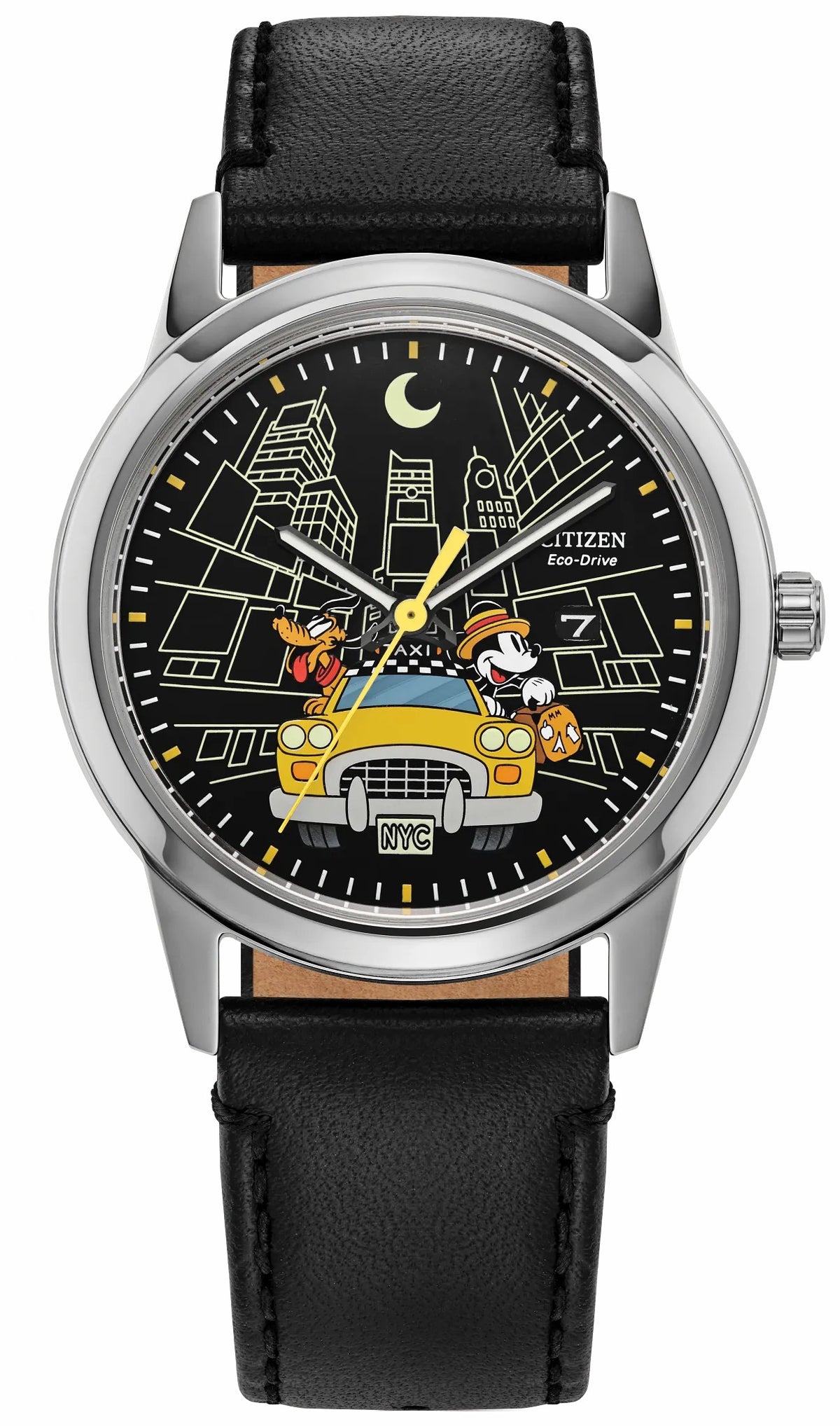 Mickey Mouse & Pluto Take NYC Black Dial Leather Strap AW1860-01W - Citizen Everyday