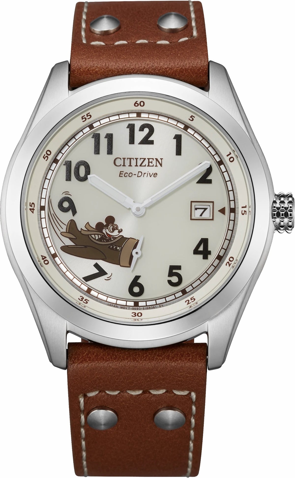 Mickey Aviator Ivory Dial Leather Strap BV1088-08W - Citizen Quality