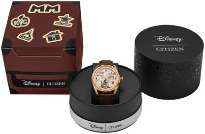 Hometown Mickey Mouse Beige Dial Leather Strap AW0088-04W - Citizen Discount