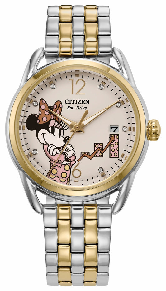 Empowered Minnie Mouse White Dial Stainless Steel Bracelet FE6084-70W - Citizen Customer Favorite