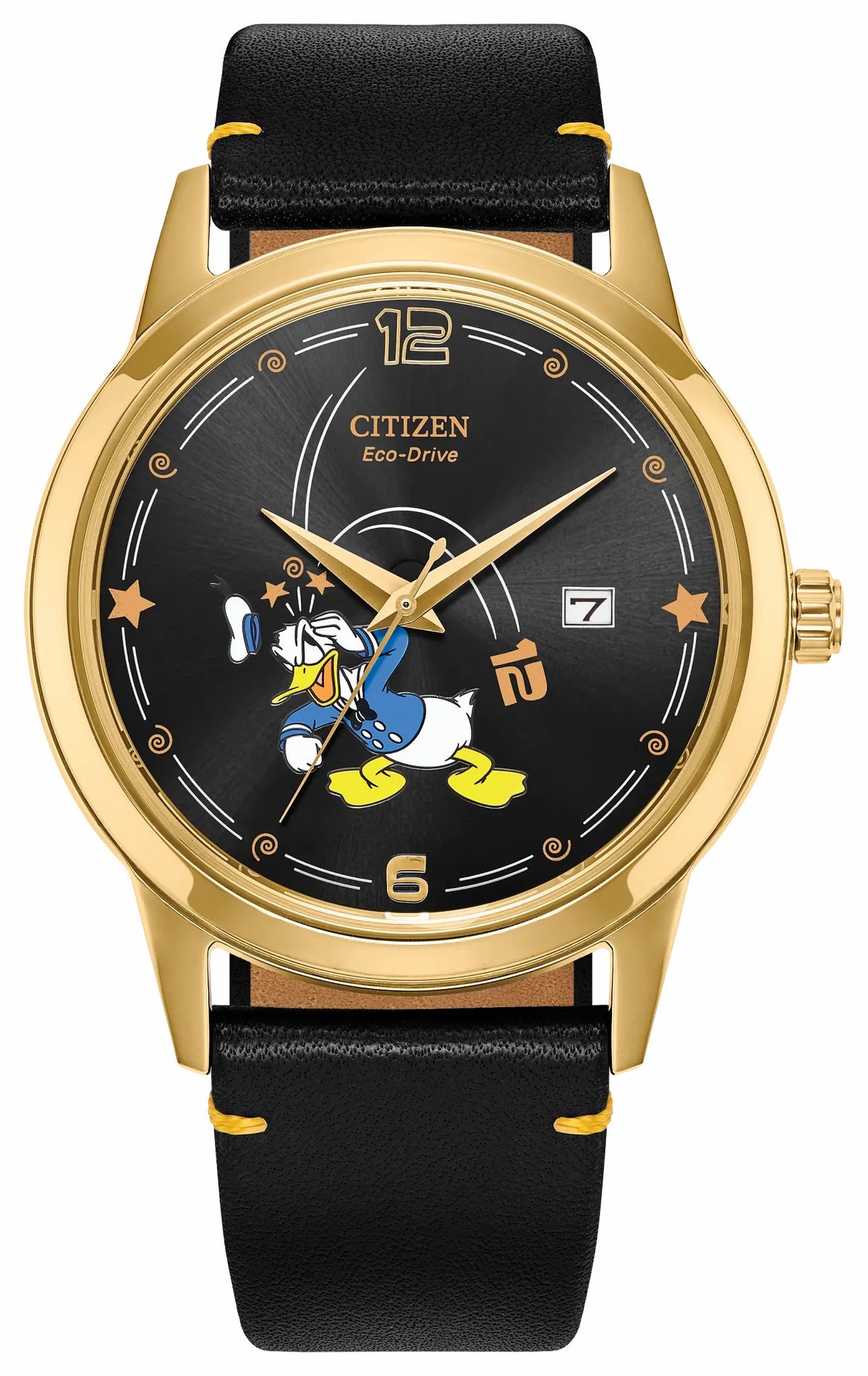 Donald Duck Seeing Stars Black Dial Leather Strap AW1789-04W - Citizen Value