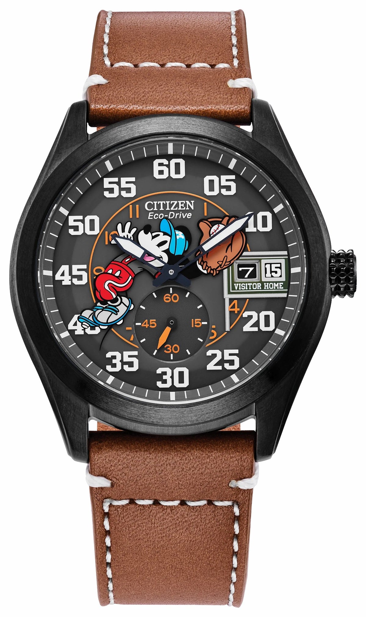 Batter's up Mickey Brown Dial Leather Strap BV1089-05W - Citizen Essential