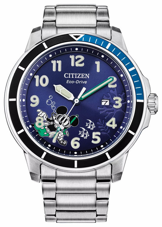 Mickey Water Sport Blue Dial Stainless Steel Bracelet AW1529-81W - Citizen Trending