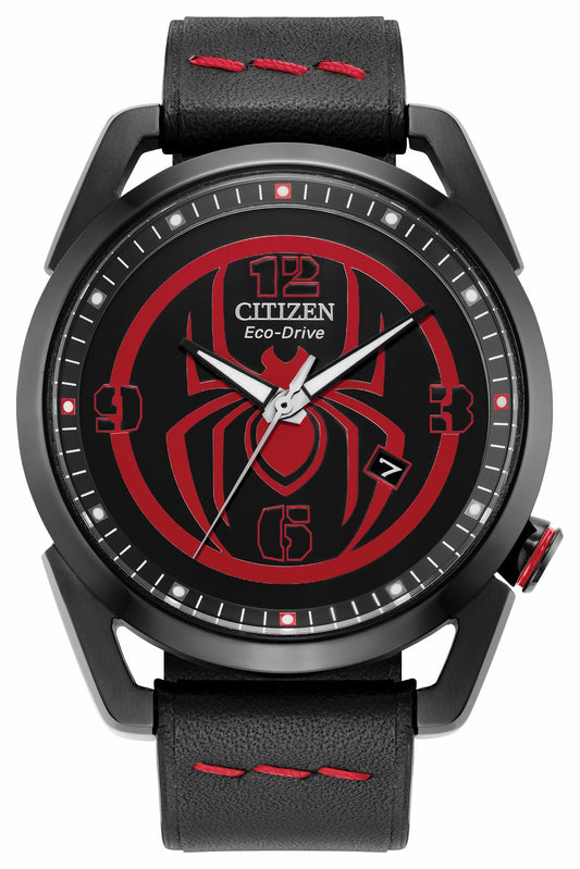 Miles Morales Black Dial Leather Strap AW1685-00W - Citizen Customer Favorite