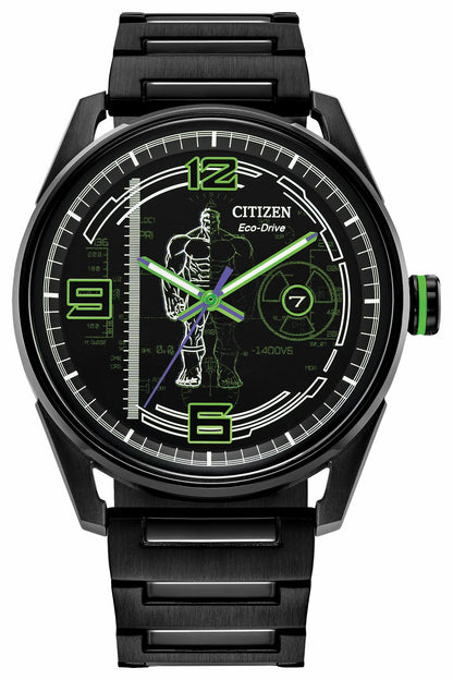 Hulk, Green Goliath Black Dial Stainless Steel Bracelet BM7675-57W - Citizen Quality