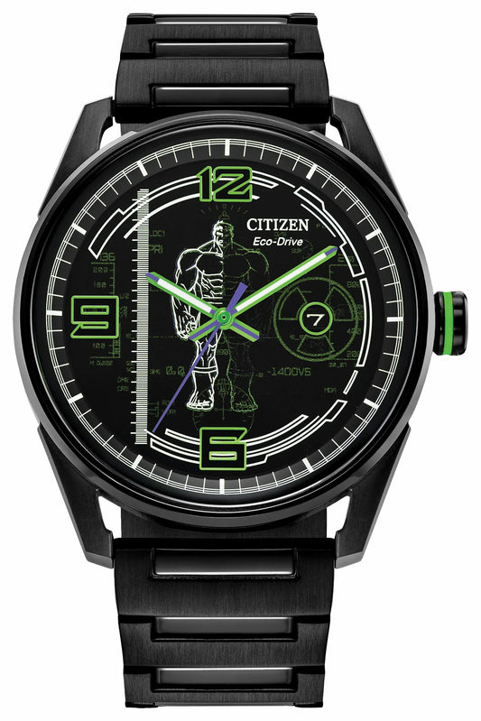 Hulk, Green Goliath Black Dial Stainless Steel Bracelet BM7675-57W - Citizen Quality