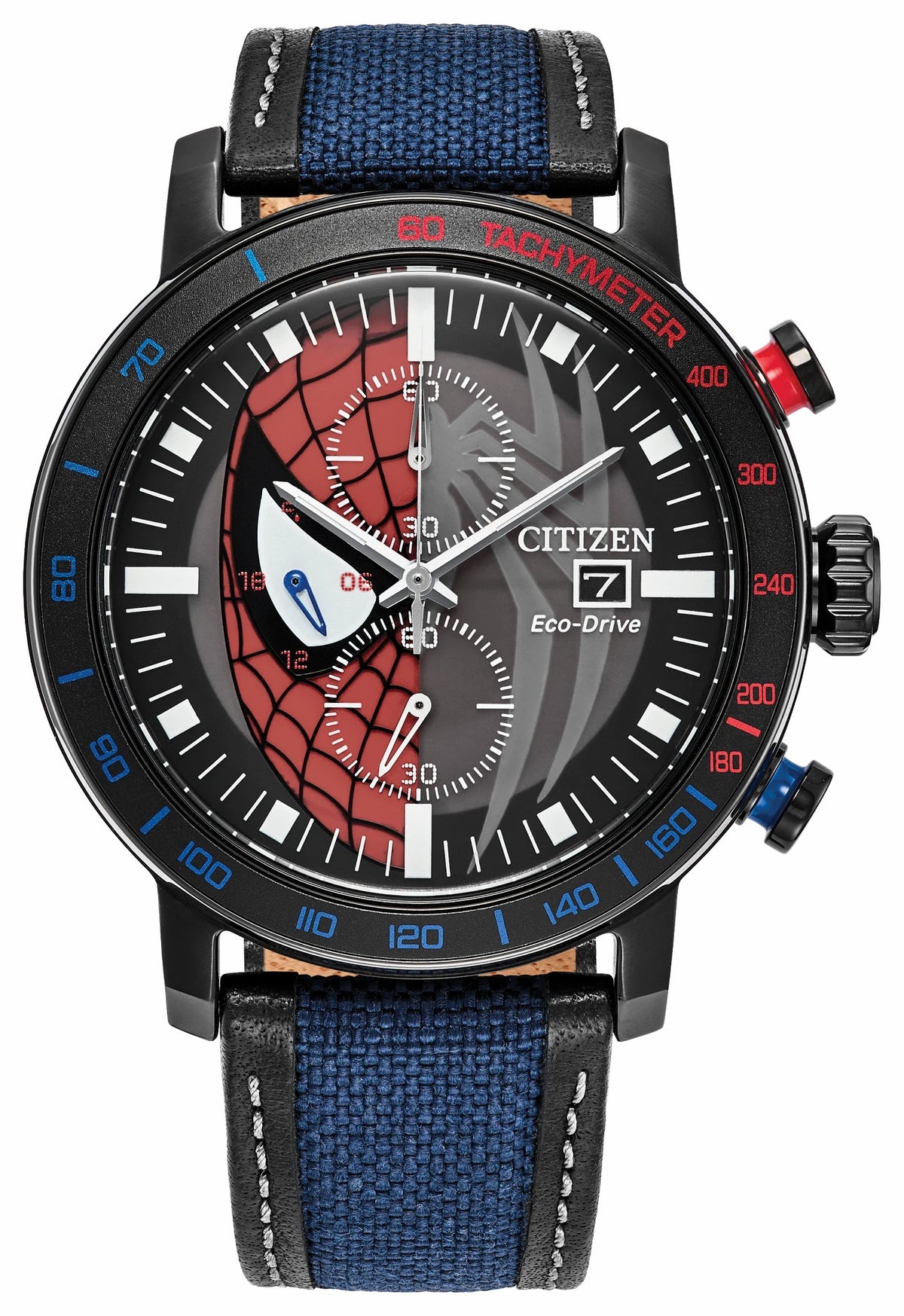 Spider-Man Double Vision Multiple Dial Nylon & Leather Strap CA0855-47W - Citizen Everyday