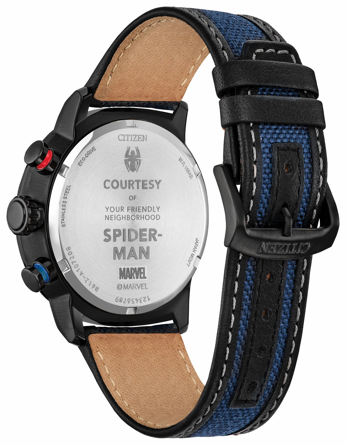 Spider-Man Double Vision Multiple Dial Nylon & Leather Strap CA0855-47W - Citizen Everyday