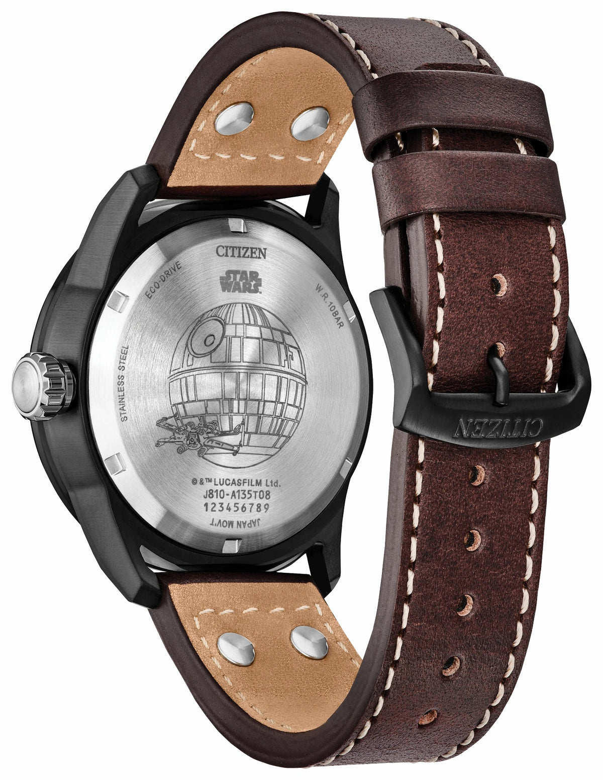 X-Wing and TIE Fighter Black Dial Leather Strap AW1738-05W - Citizen Classic