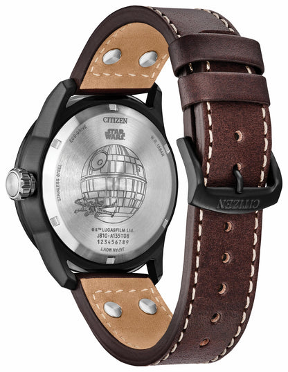 X-Wing and TIE Fighter Black Dial Leather Strap AW1738-05W - Citizen Classic