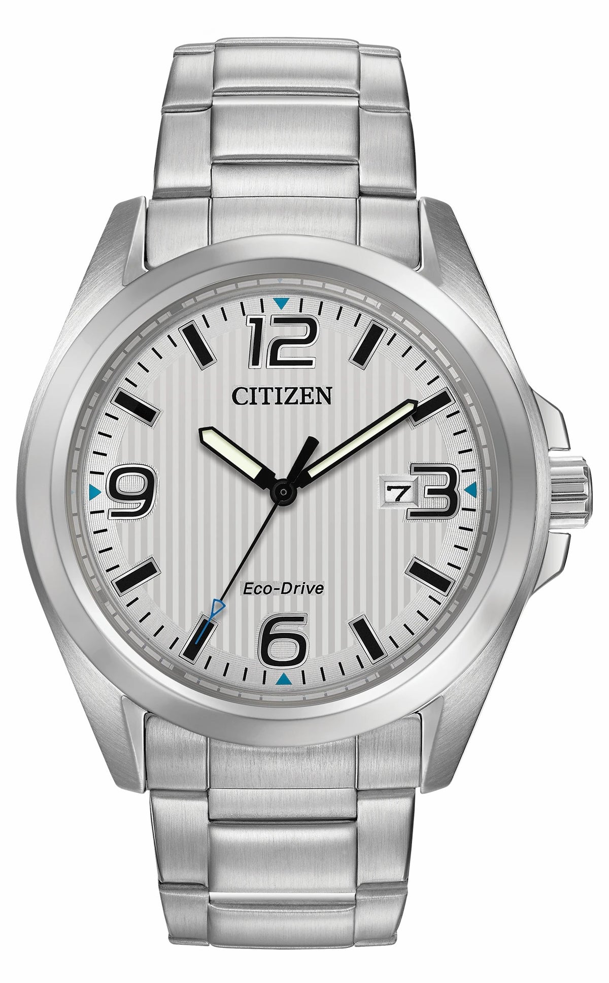 Chandler - Men's Eco-Drive Silver Stainless Steel Date Watch - Citizen Best Seller