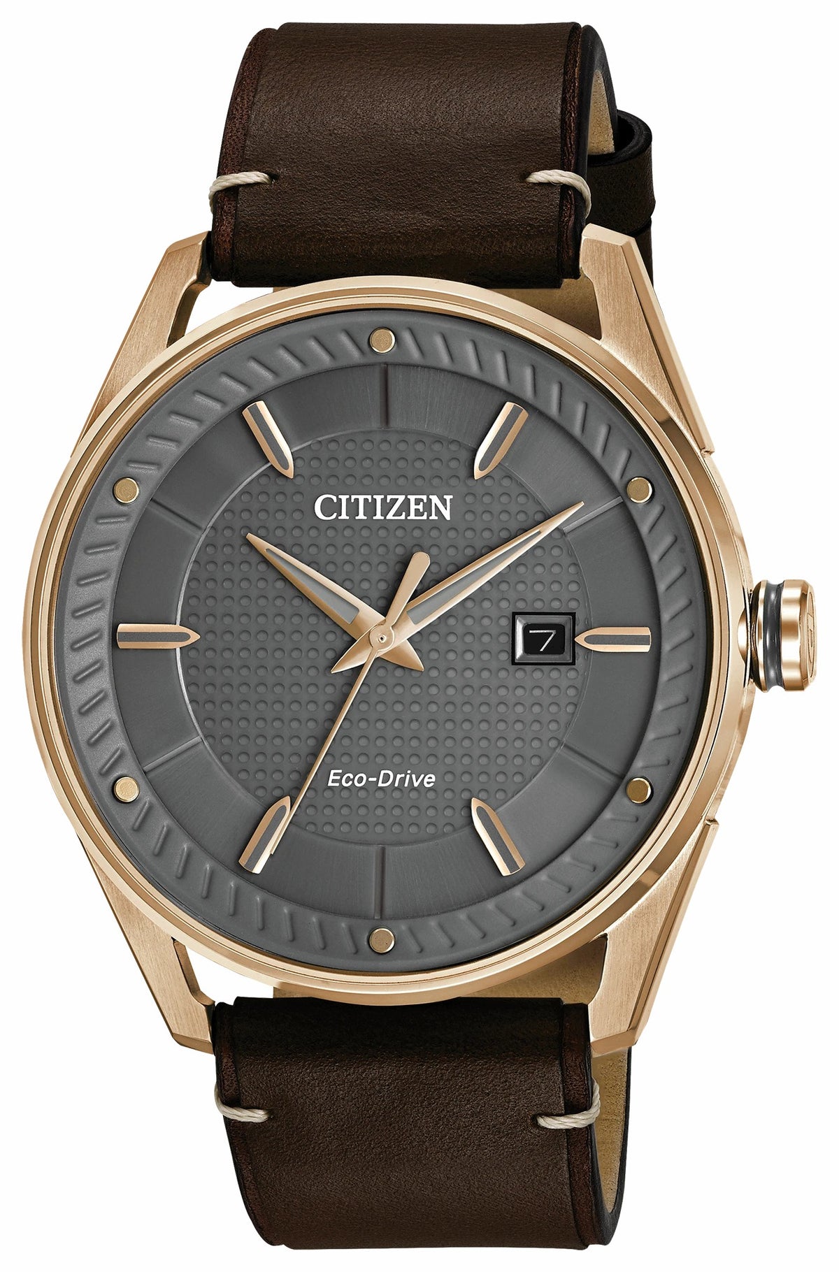 CTO-Men's Eco-Drive BM6983-00H Rose Gold Leather Strap Watch - Citizen Signature